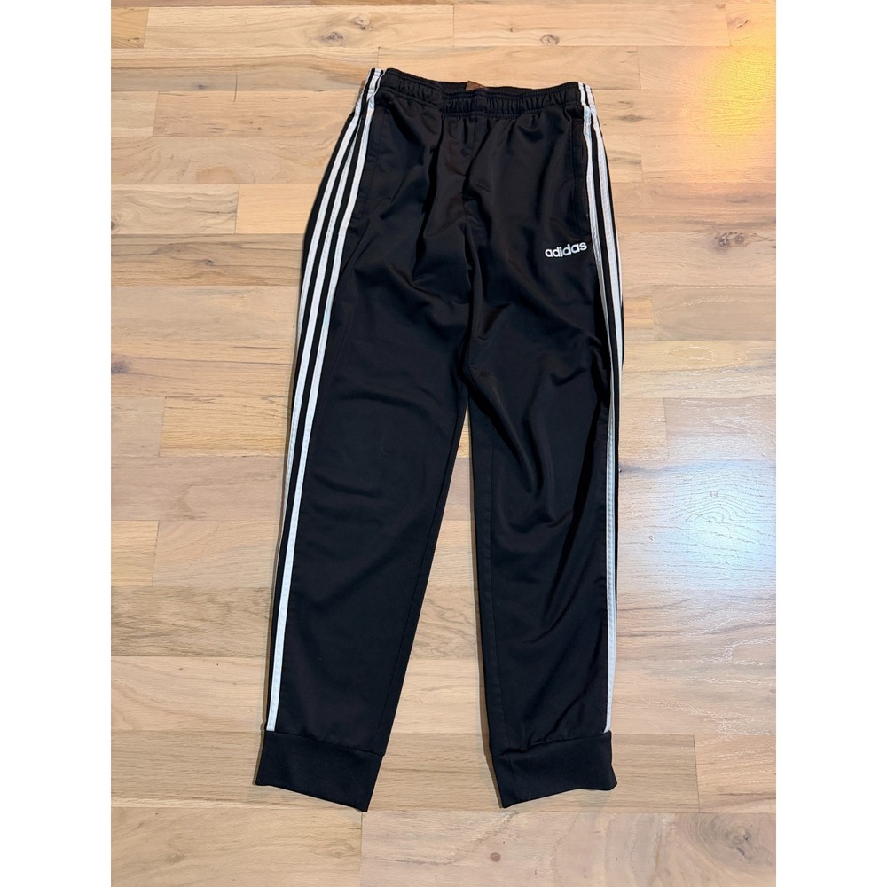 Women's Adidas 3 Stripe Jogger Athletic Track Gym Pants Black Medium